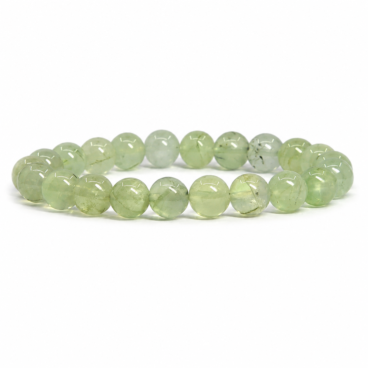 Natural Prehnite Bracelet 8 mm | Genuine Green Prehnite Crystal Beaded Bracelet