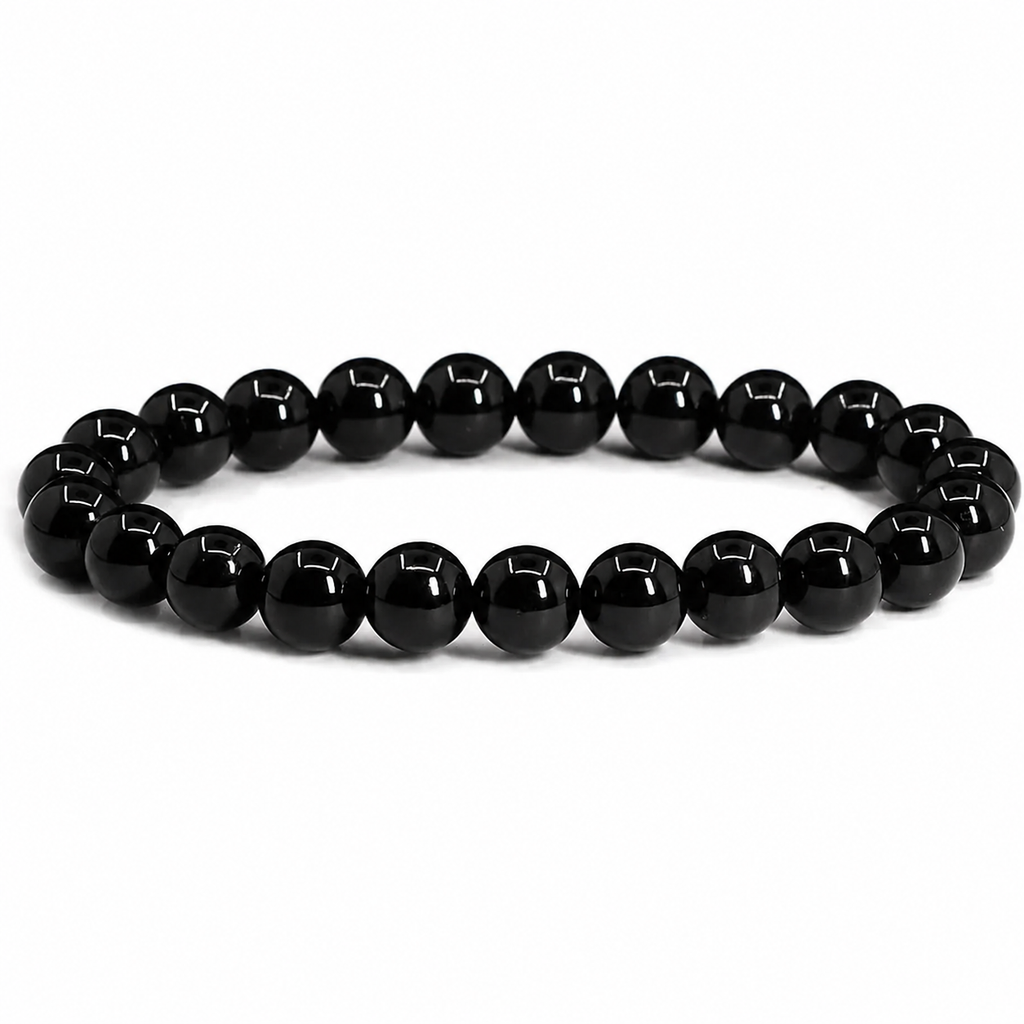 Black Tourmaline Bracelet 8mm | Natural Protection Crystal Bead Bracelet | Unisex Healing Stone Jewelry