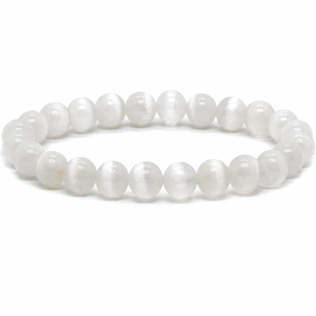 Natural Selenite Bracelet 8 mm | Genuine Crystal Healing Bead Bracelet
