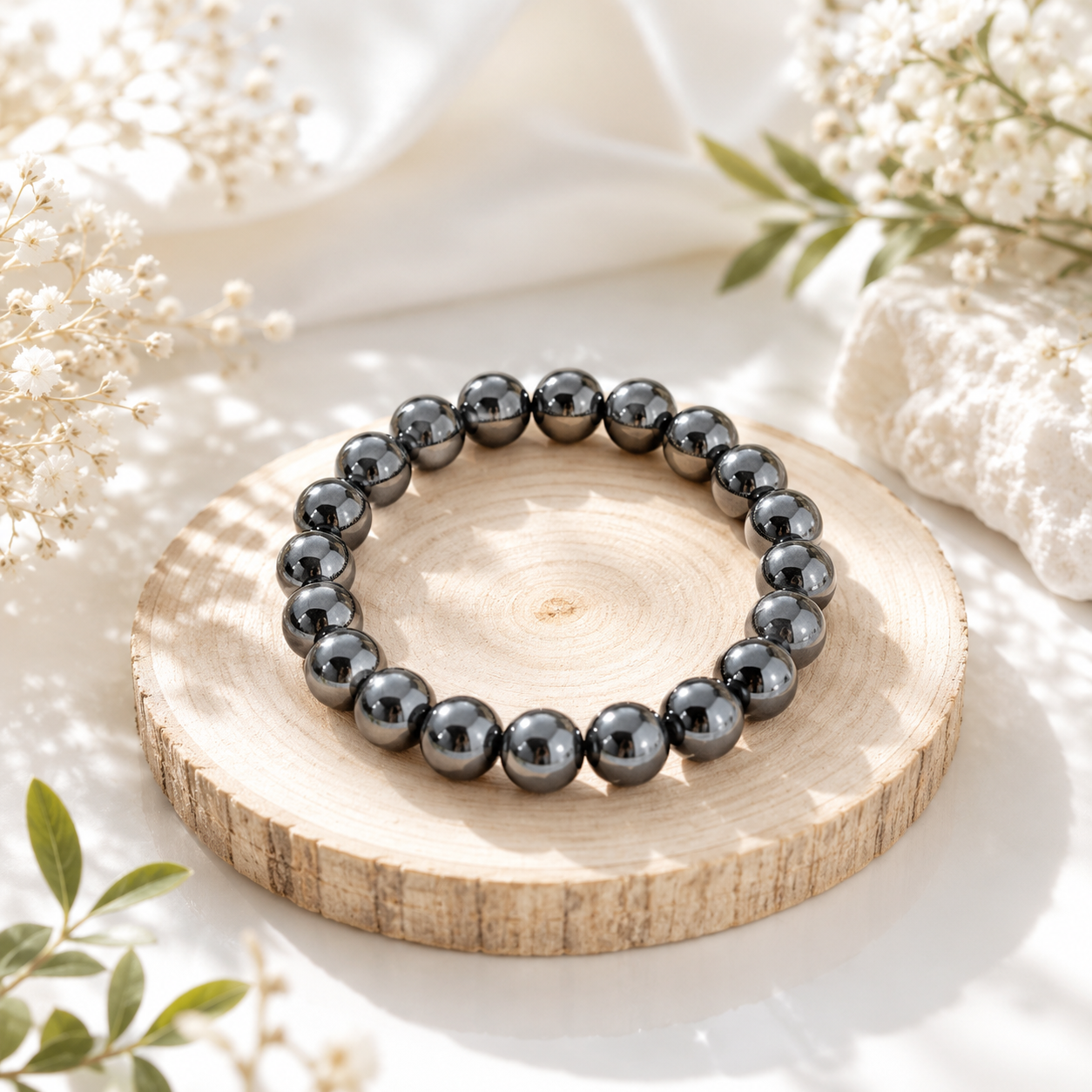 Natural Hematite Bracelet 8 MM – Grounding, Protection & Positive Energy Crystal Bracelet