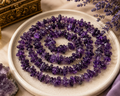Natural Amethyst Chips Mala (36 Inches) – Crystal Healing, Meditation & Spiritual Protection