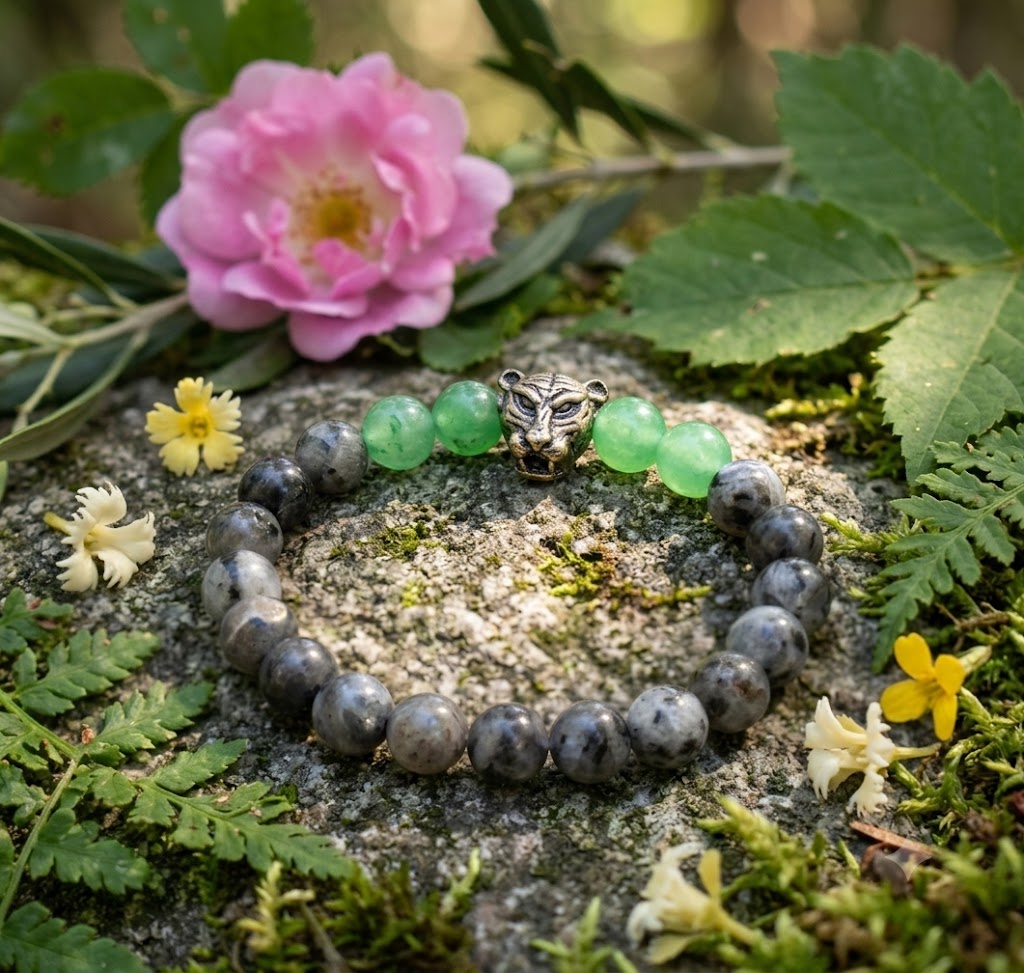 Natural Green Aventurine & Labradorite Tiger Bracelet – Prosperity, Protection & Confidence | Premium Gemstone Bracelet