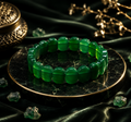 Green Onyx Oval Crystal Bracelet | Natural Green Onyx Gemstone Stretch Bracelet for Prosperity, Emotional Balance & Positive Energy