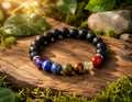 Chakra Zodiac Bracelet - Lava Rock , 7 Chakra Stones, Spiritual Jewelry, 8 MM Size