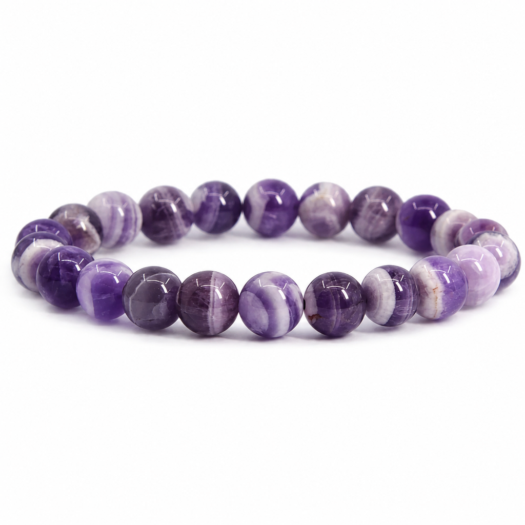Natural 8 mm Amethyst Bracelet – Genuine Crystal Healing Beads
