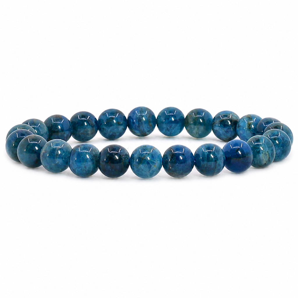 Natural Apatite Bracelet 8 mm | Genuine Blue Crystal Healing Bracelet