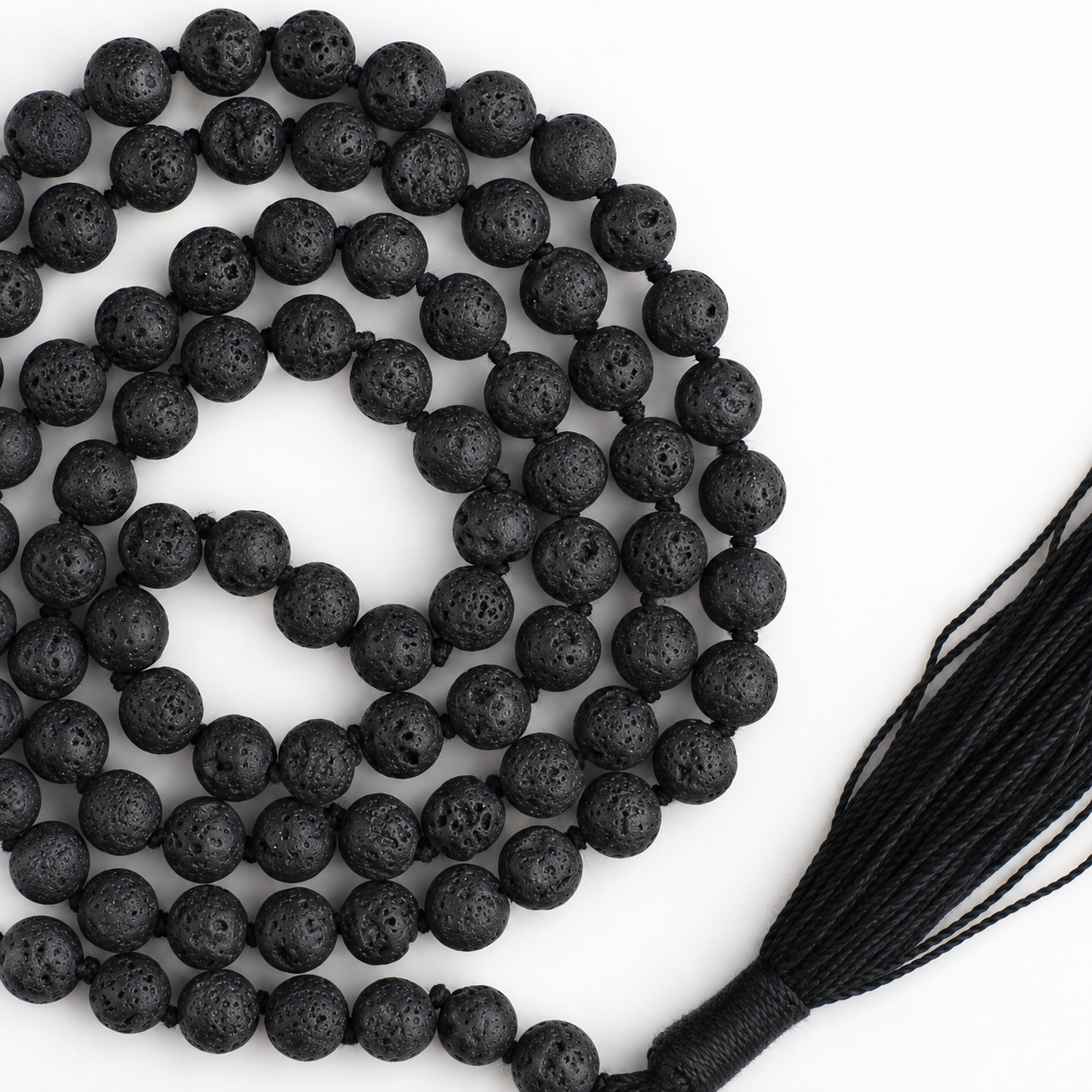 8mm Black Lava Stone 108 Beads Jaap Mala for Meditation, Yoga & Healing 8 mm