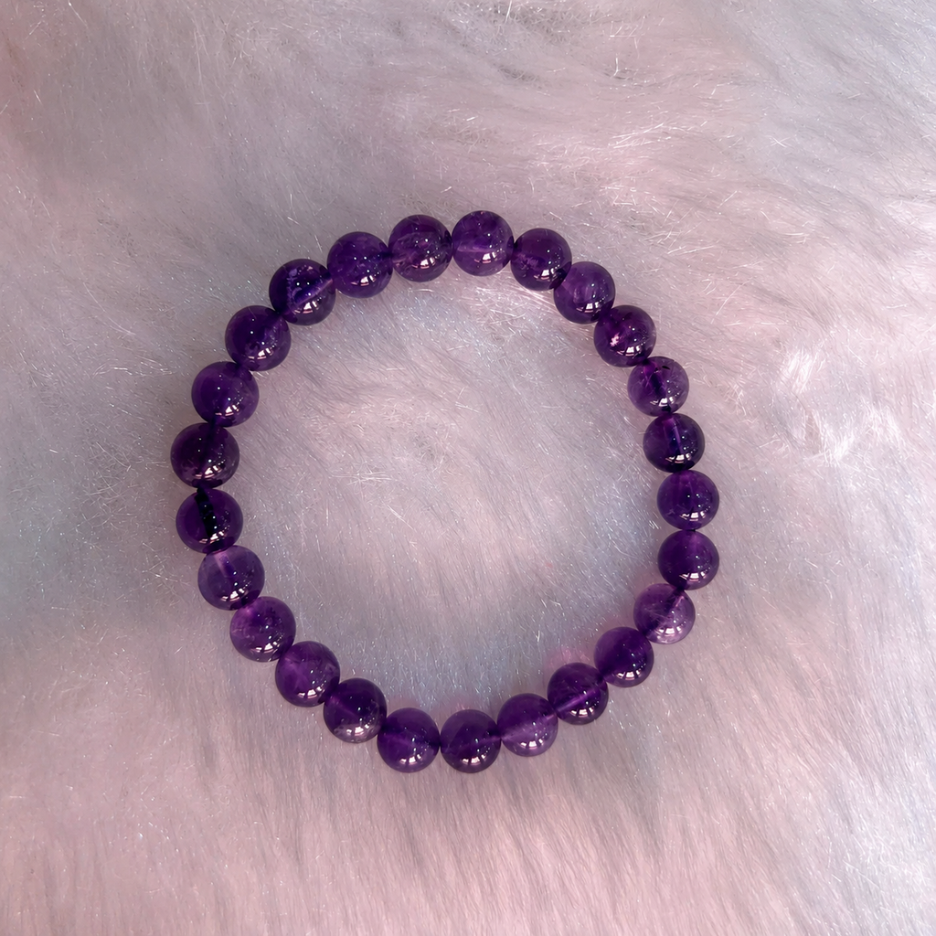Natural Amethyst Crystal Bracelet 8mm | Healing Gemstone Bracelet