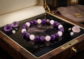 Amethyst & Rose Quartz Crystal Bracelet | 8 MM Natural Healing Beads