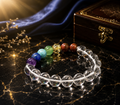 Natural 7 Chakra with Clear Quartz Bracelet 8 MM – Healing, Balance & Energy Crystal Bracelet