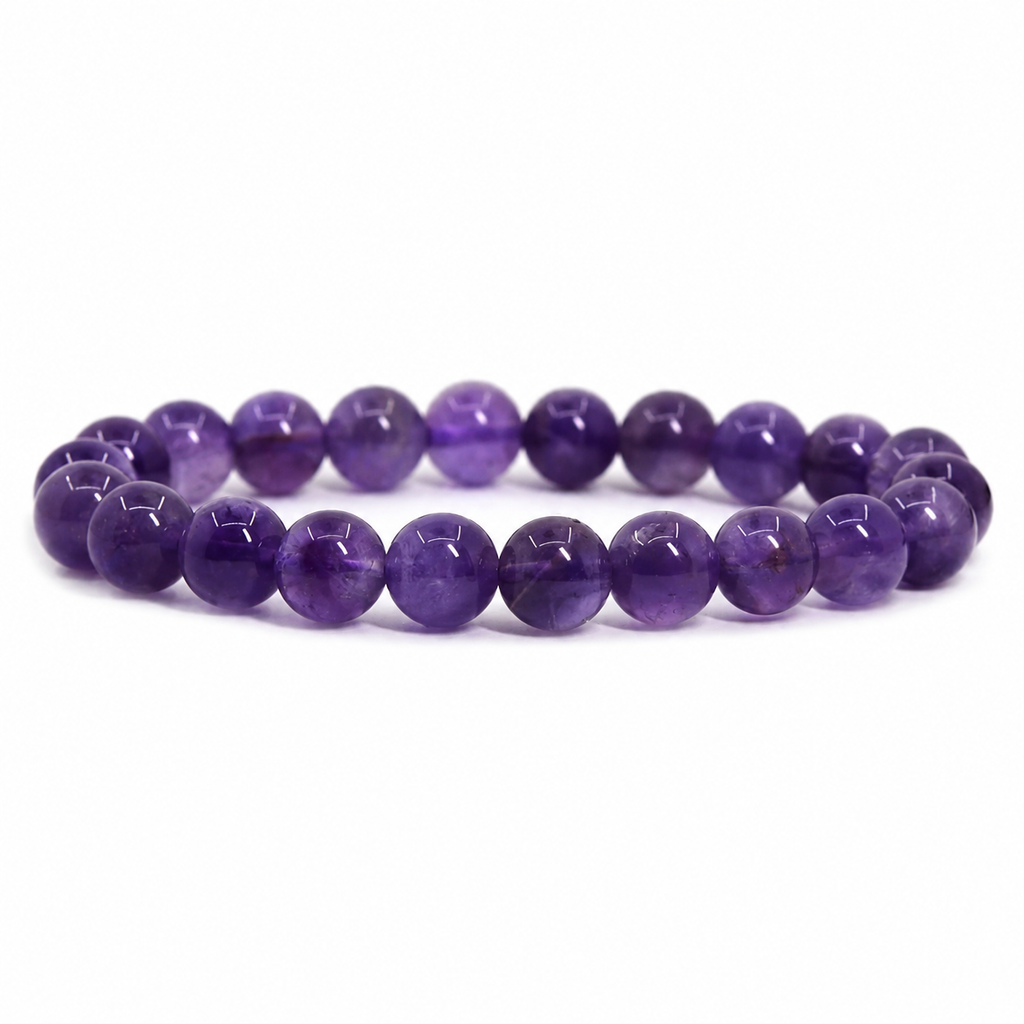 Natural Amethyst Crystal Bracelet 8mm | Healing Gemstone Bracelet