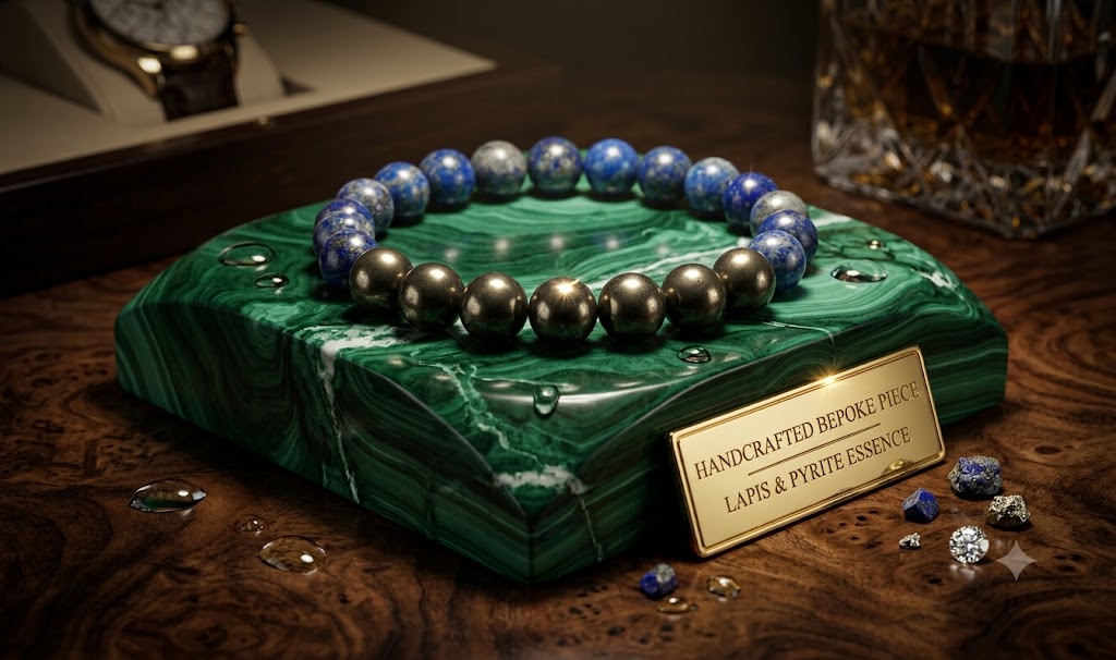 Lapis Lazuli & Pyrite Bead Bracelet | Natural Gemstone Bracelet