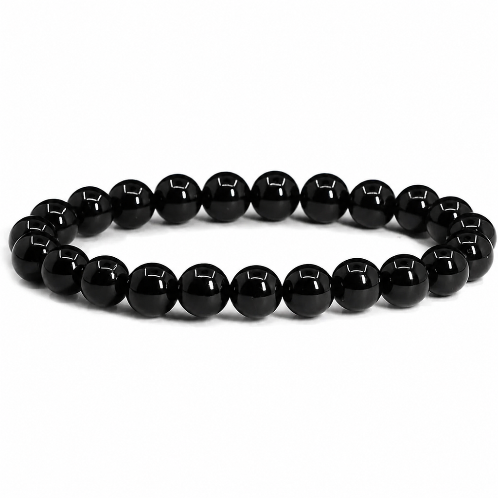Natural 8 mm Black Tourmaline Bracelet | Protection Crystal Beaded Bracelet